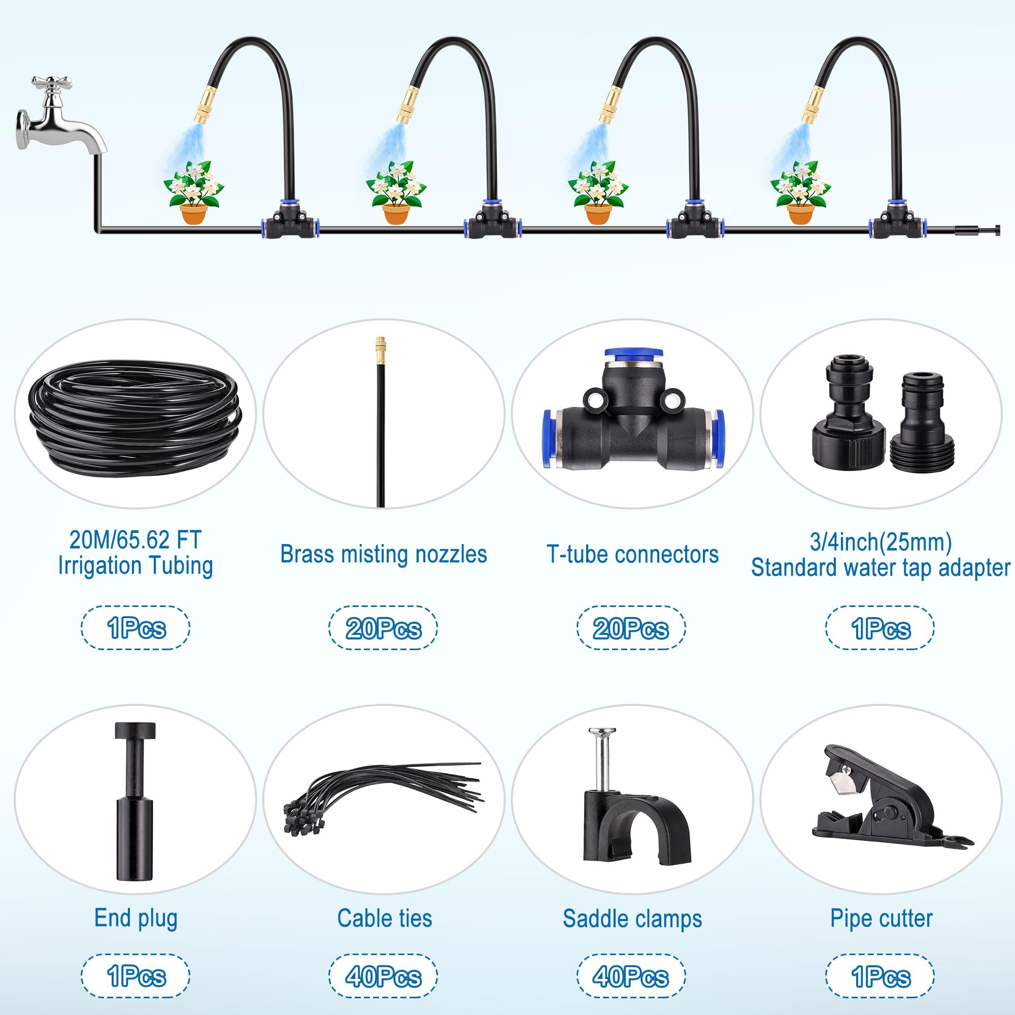 Mornajina long irrigation tubing with cutter highlighting easy cut-to-length advantage