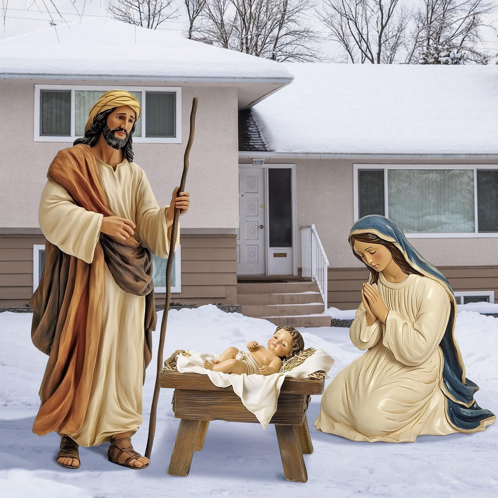 MorningRo Baby Jesus in manger close-up emphasizing compact, visible centerpiece