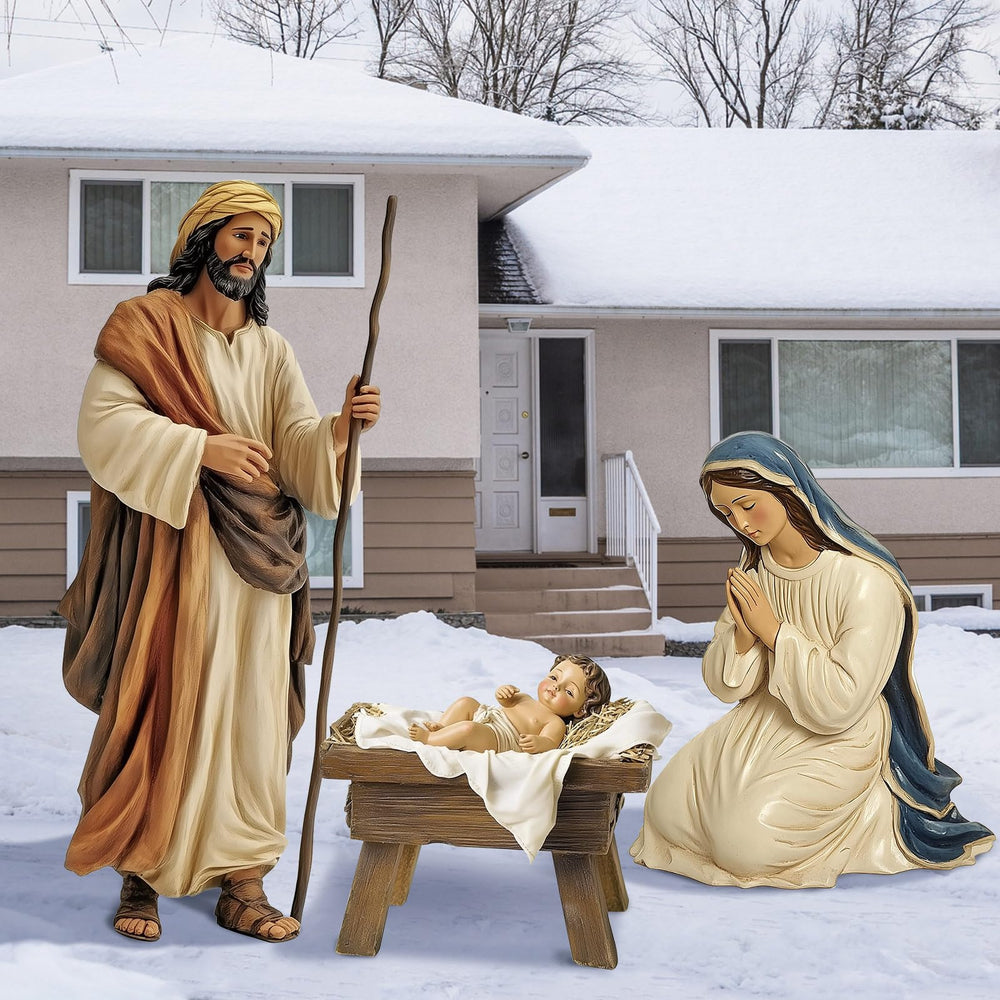 MorningRo Baby Jesus in manger close-up emphasizing compact, visible centerpiece