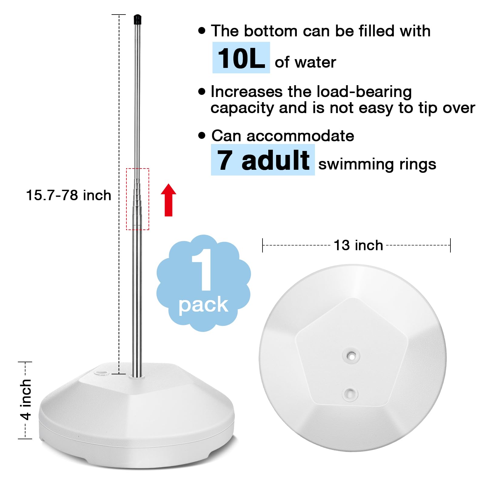 MorningRo close-up of PVC water-fill base highlighting stability when filled