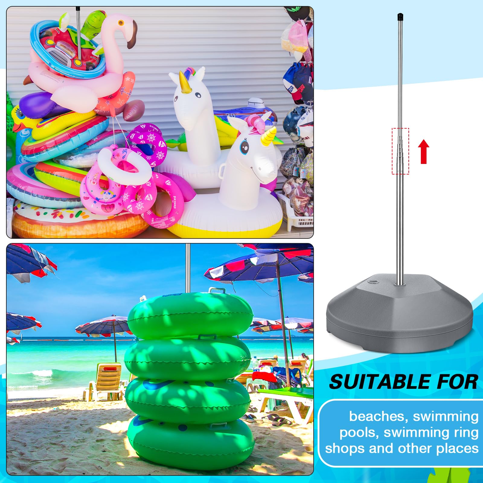 MorningRo beach lifestyle display with rings, presents floats neatly for guests