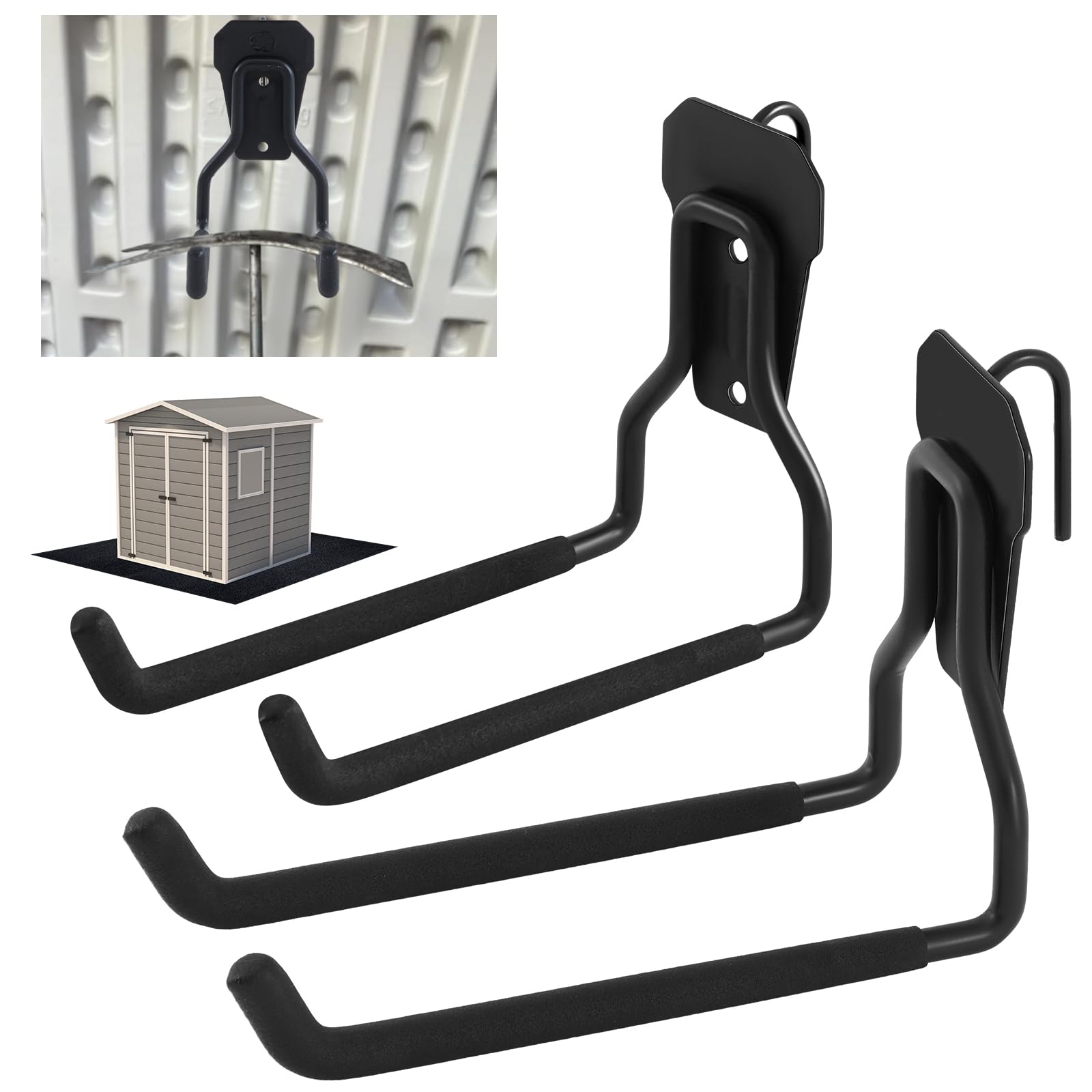 MorningRo front packaging showing two black shed hooks and included pair benefit space-saving