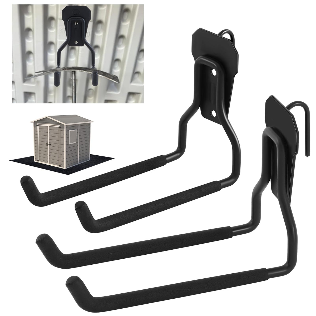 MorningRo front packaging showing two black shed hooks and included pair benefit space-saving
