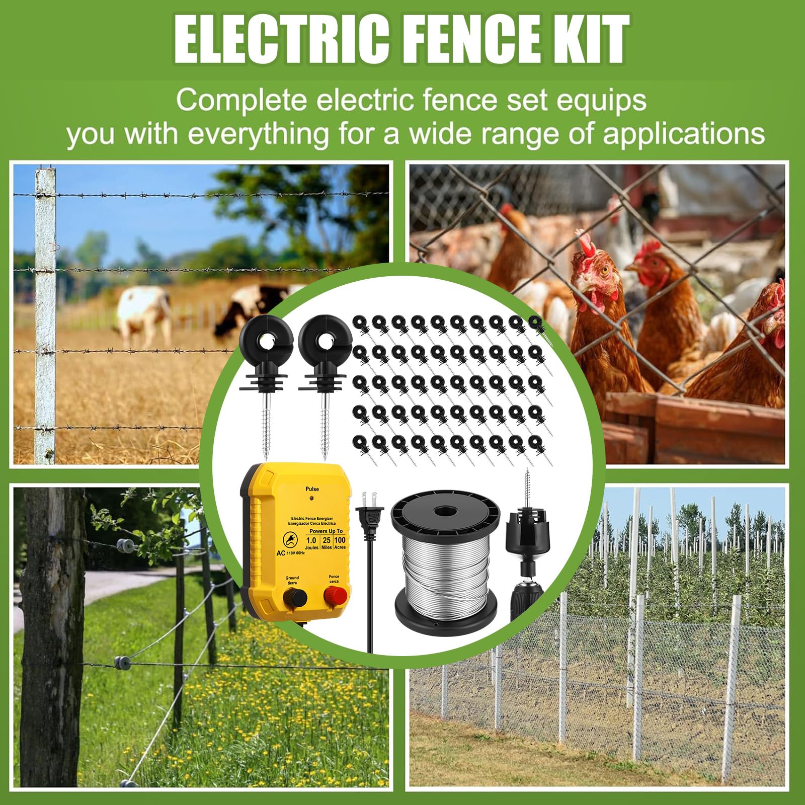 MorningRo electric fence around a garden, quiet protection for plants and poultry