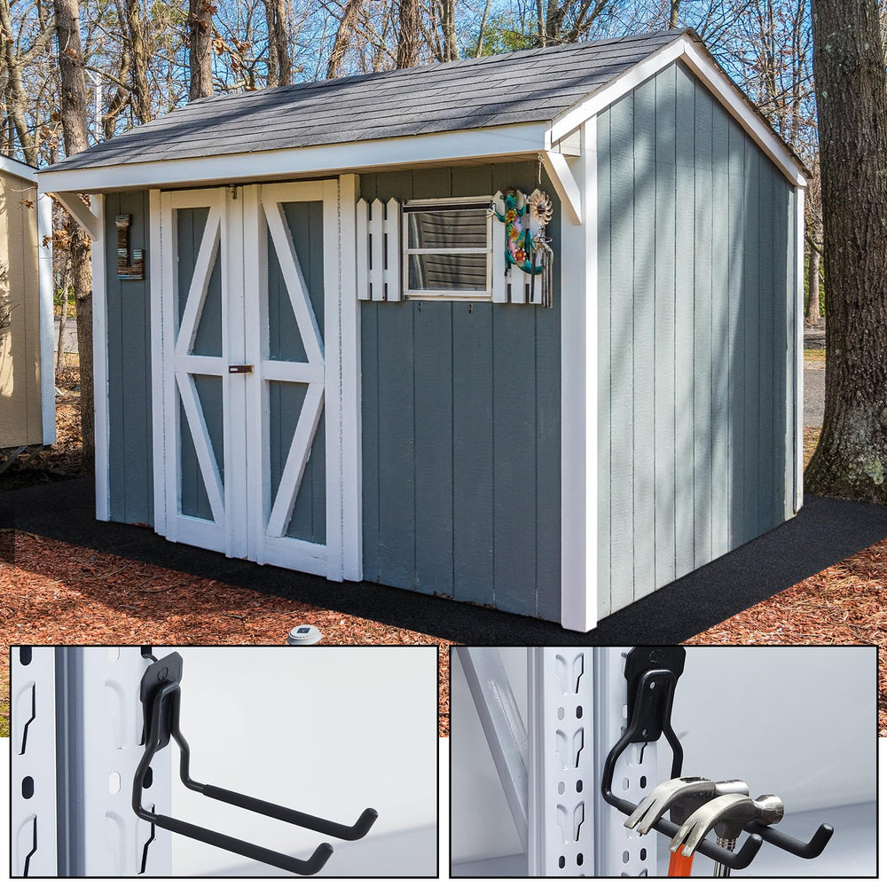 MorningRo hooks in a garden shed setting showing tidy workspace and quick tool retrieval