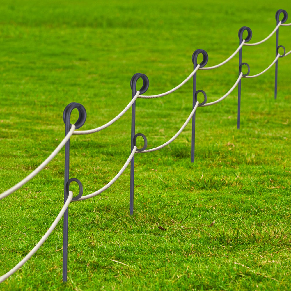 MorningRo pathway installation showing stakes defining walkway for crowd guidance benefit