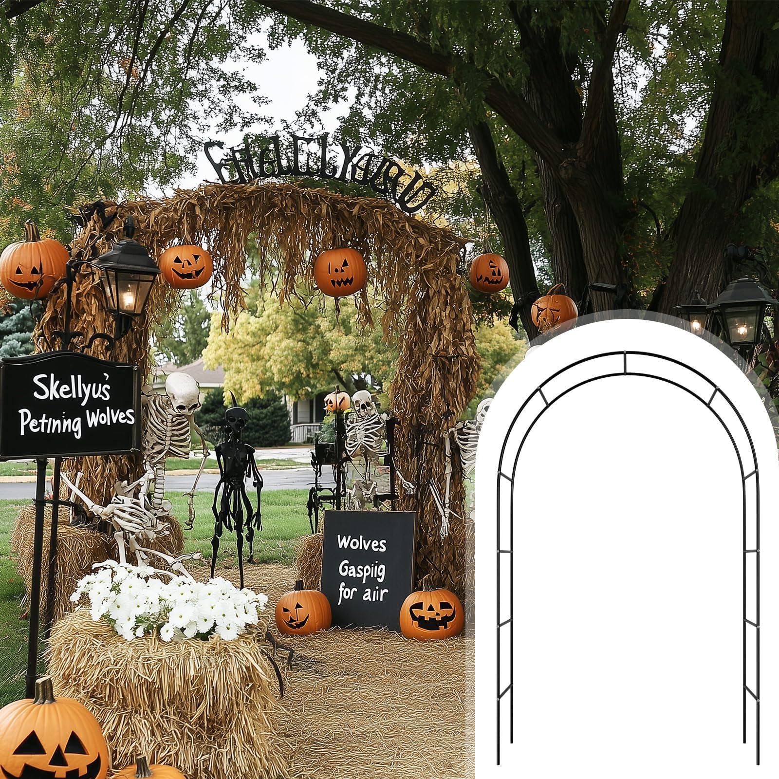 MorningRo arch lit at night with lights enhancing spooky atmosphere and visibility