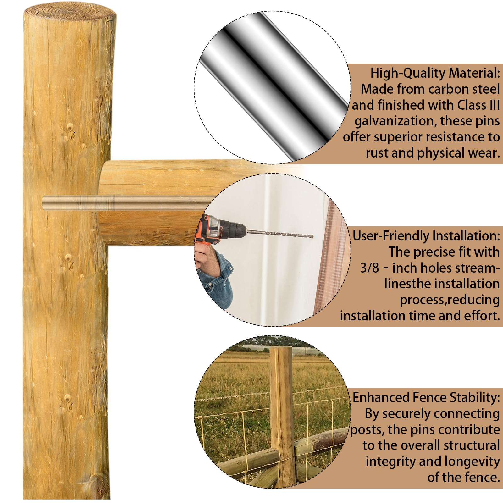 MorningRo brace pin installed in H-fence demonstrating secure post bracing benefit