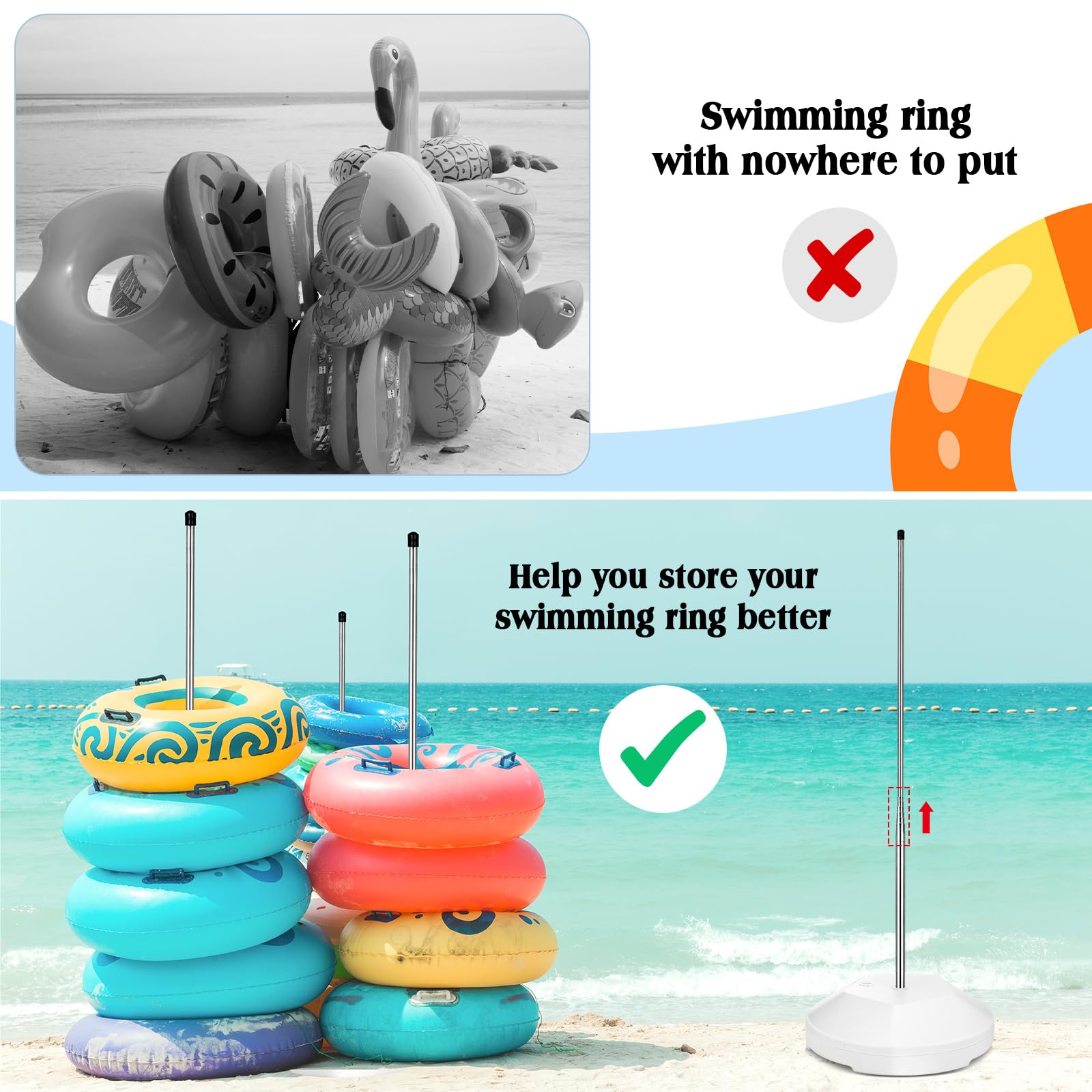 MorningRo rack beside a pool holding rings for convenient poolside access