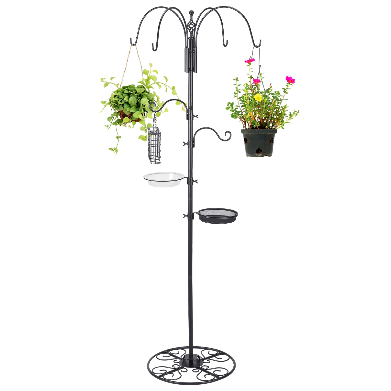 MorningRo shepherd hook front view showing black steel and multiple hooks, durable display