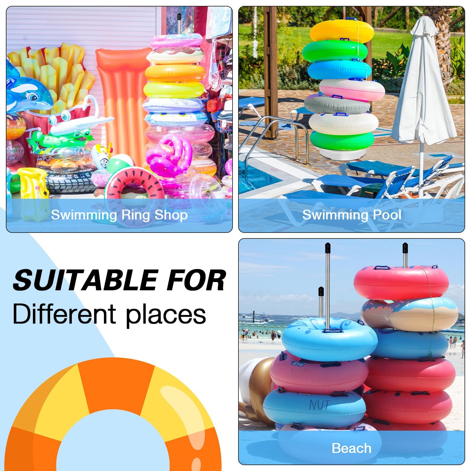 MorningRo side profile showing capacity to hold multiple adult swim rings