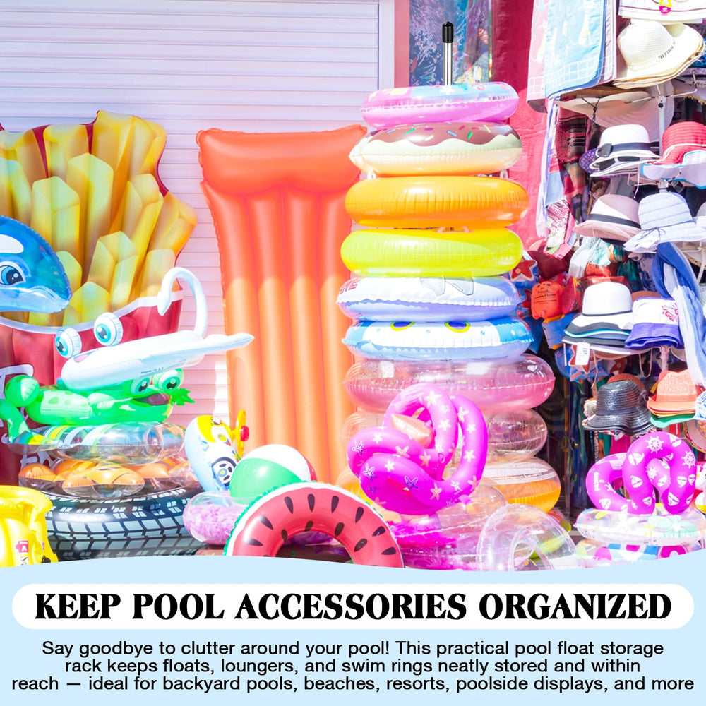 MorningRo rack next to adult float showing full 78-inch height capacity