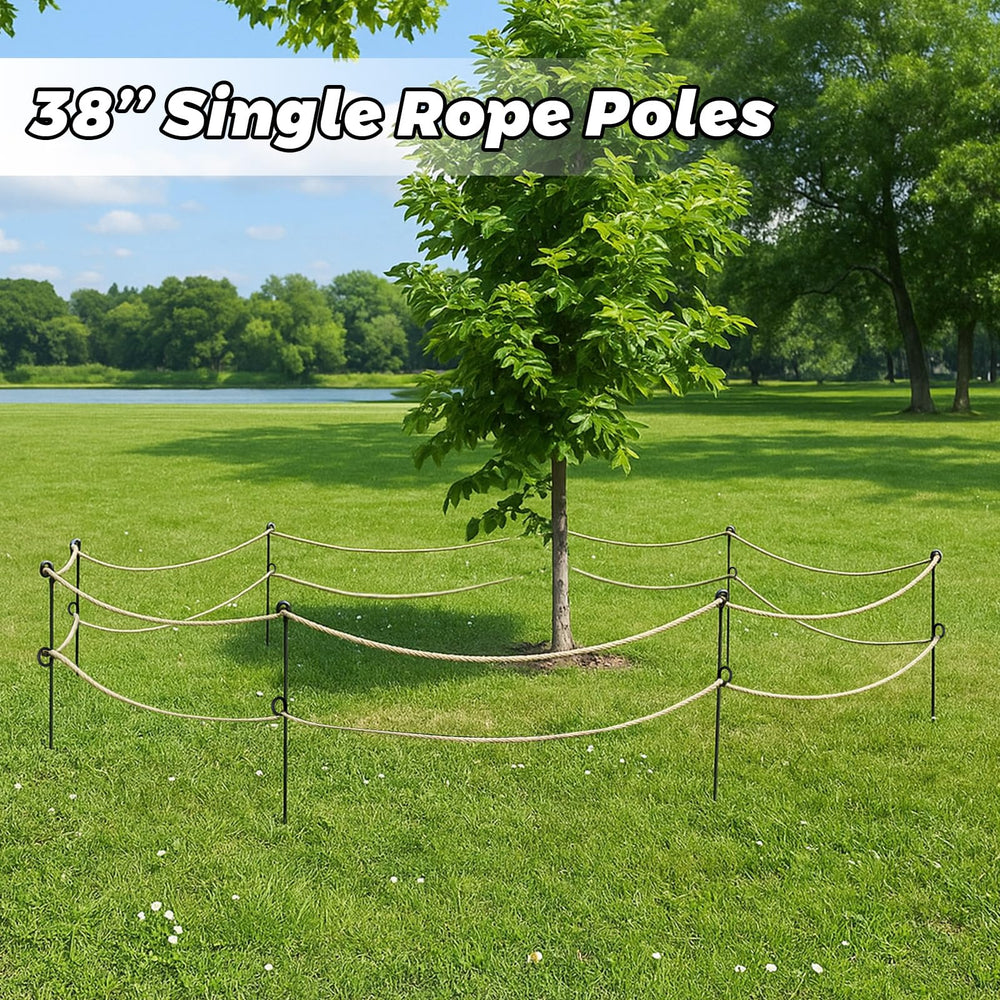MorningRo stakes installed around flower bed for discreet border protection benefit