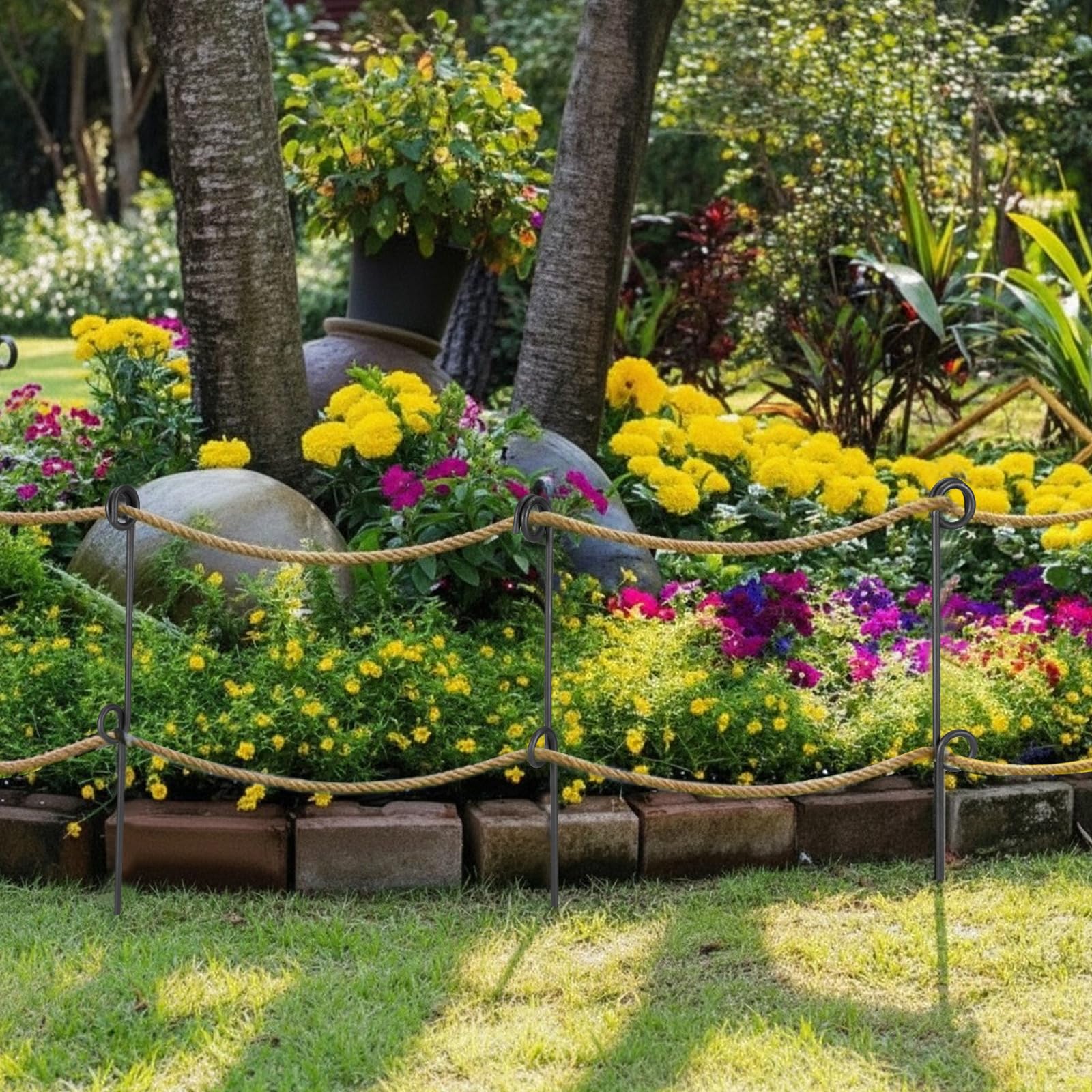 MorningRo stakes threaded with decorative rope to show customizable design benefit