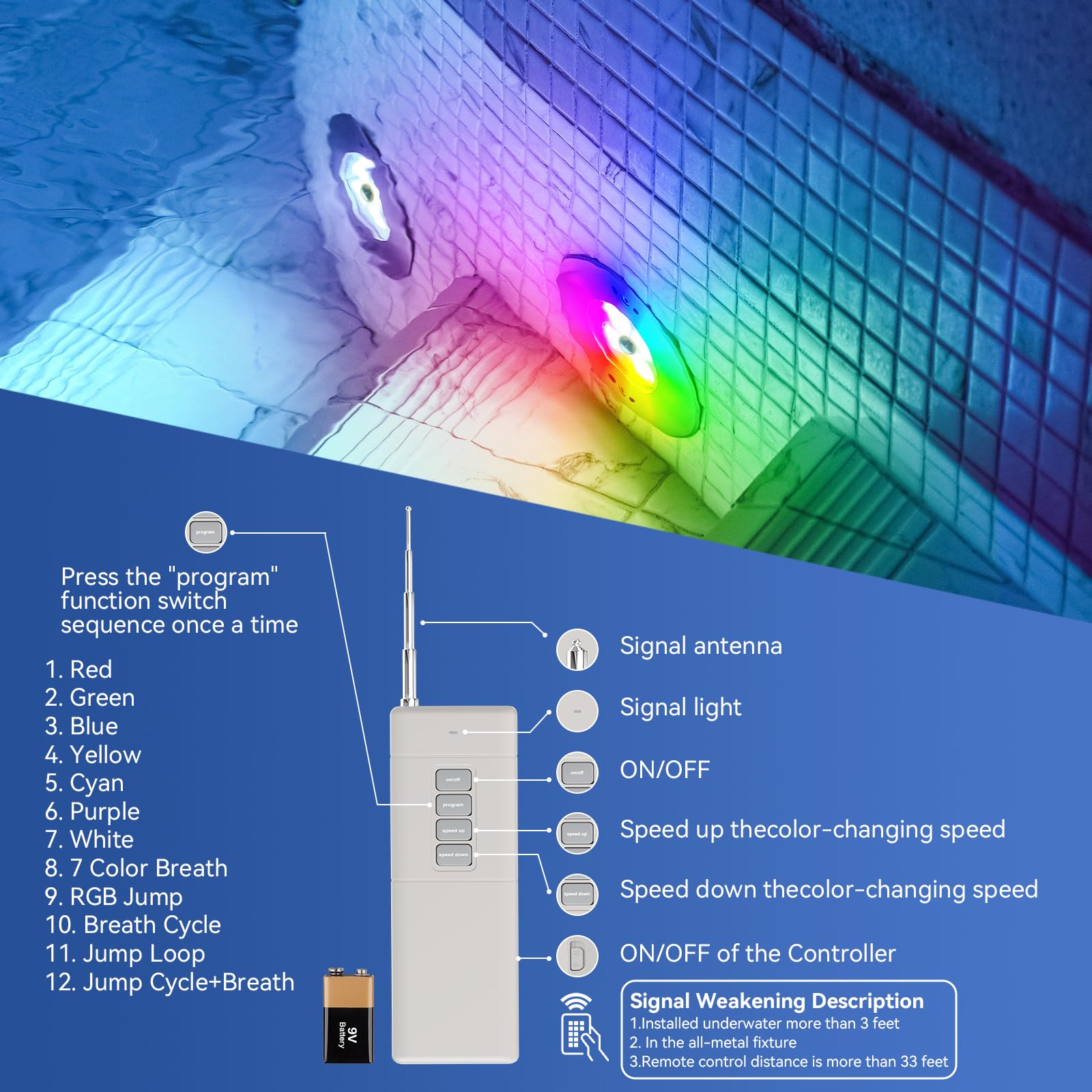 MORSEN underwater color display creating party and safety lighting