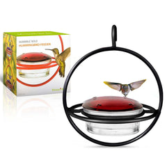 Mosaic Birds front view of feeder showing glass bowl and frame, attractive and durable