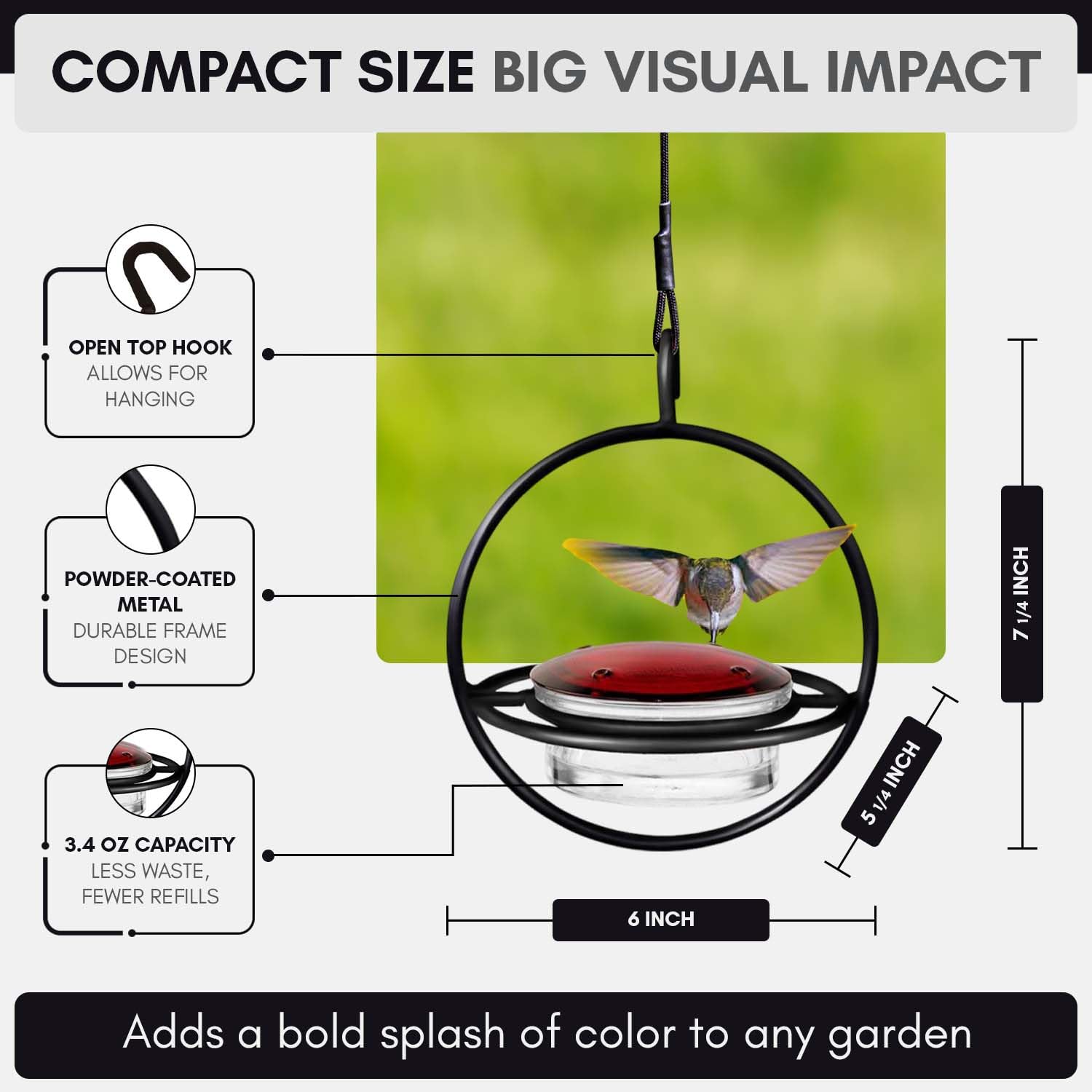 Mosaic Birds feeder hanging from a tree branch, weather-resistant finish for outdoor use