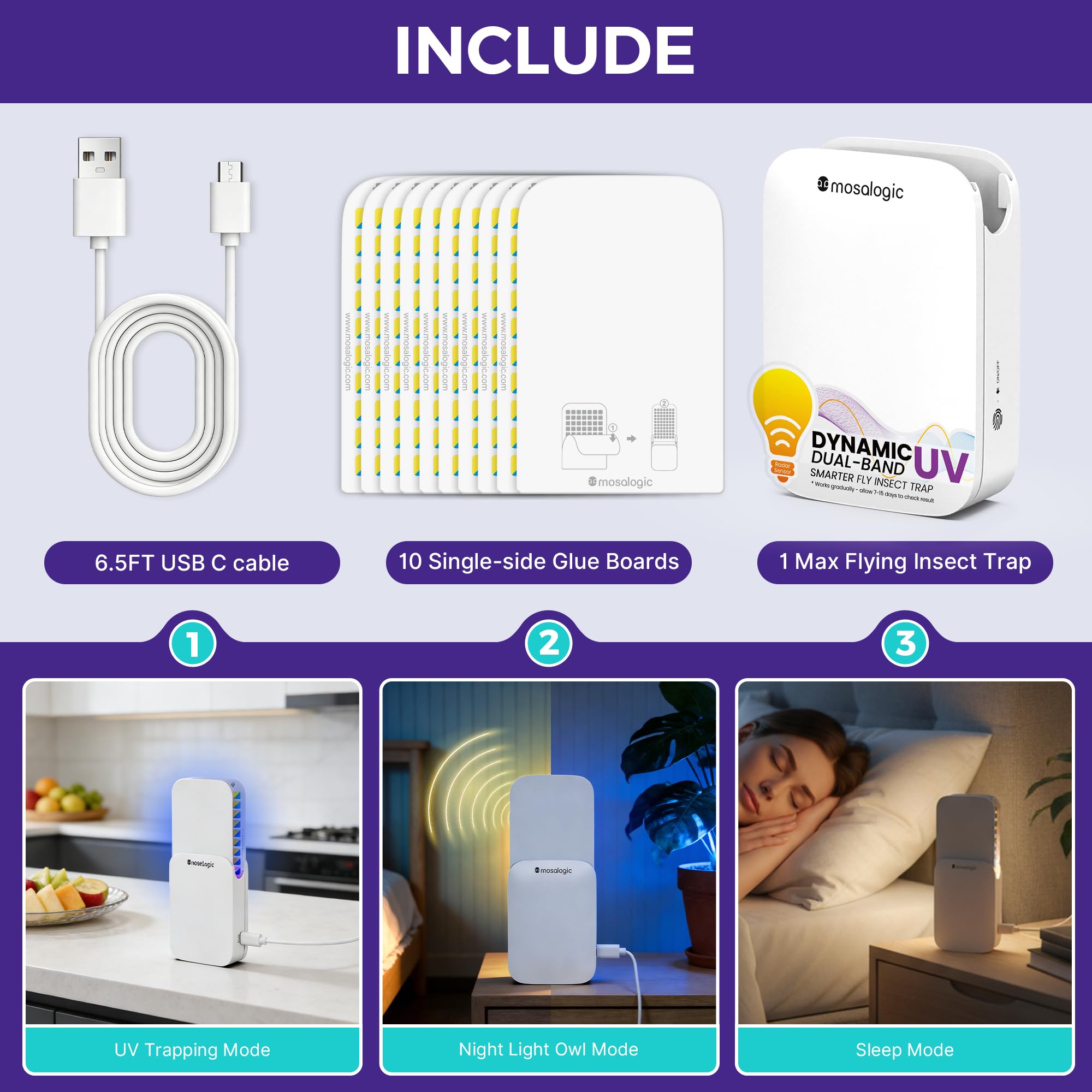 mosalogic Max night-light mode demonstrating soft, sleep-friendly glow