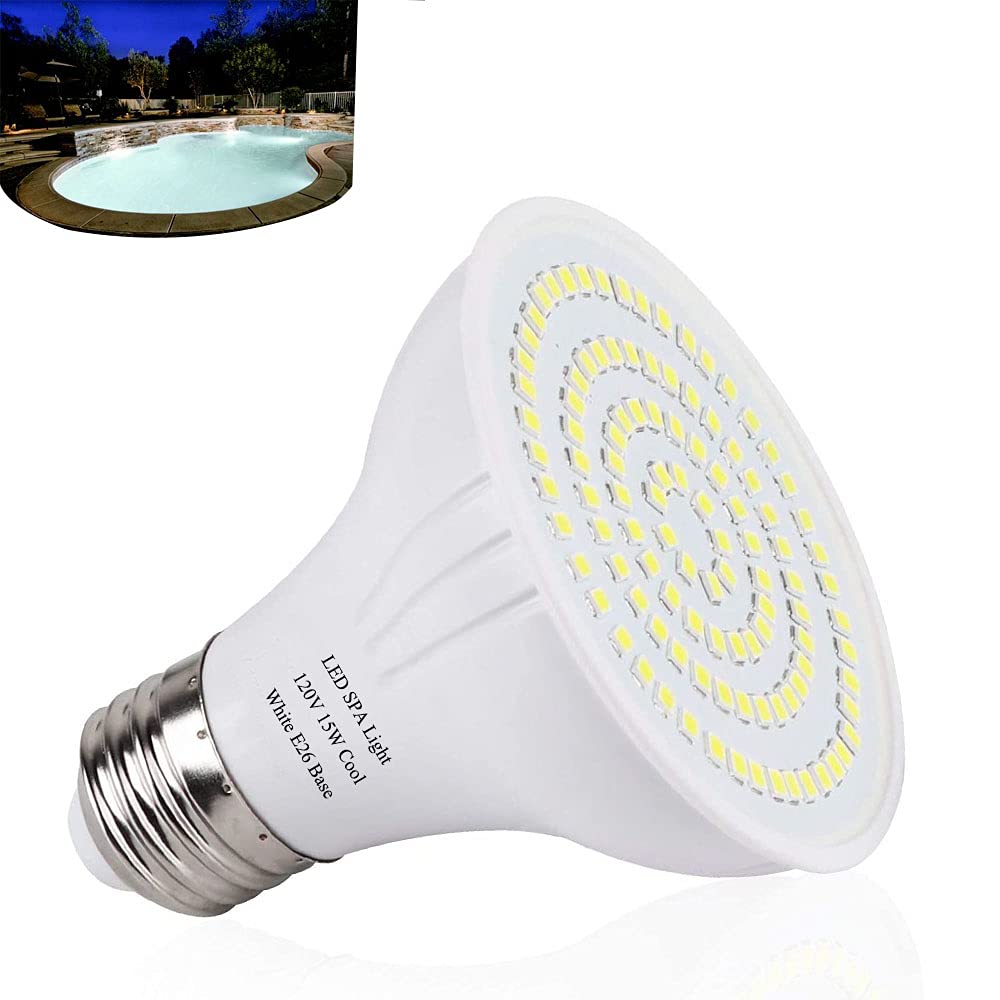 MOSELNY front view of LED spa bulb showing shape and benefit bright white output