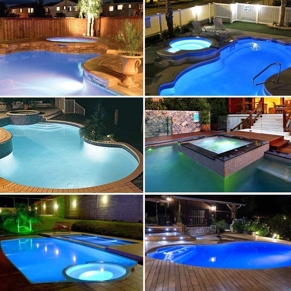 MOSELNY illuminated spa at night showing crisp daylight-white clarity benefit
