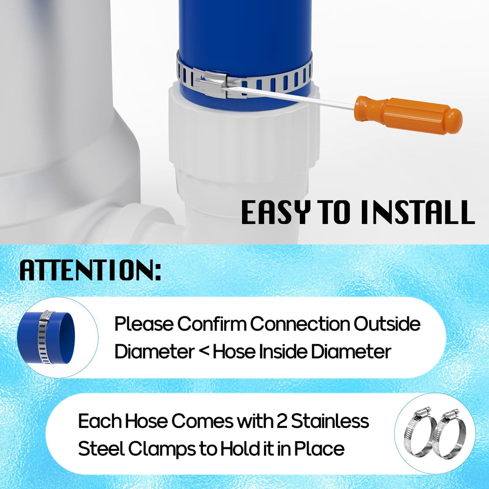 Mosenpol hose in use directing pool backwash water away for safe drainage
