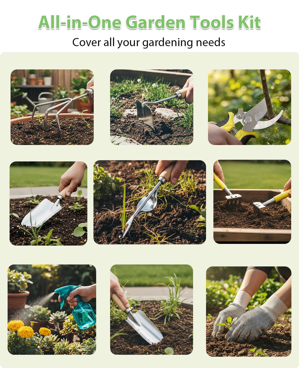 MOSFiATA tools placed in a garden bed for efficient planting and weeding