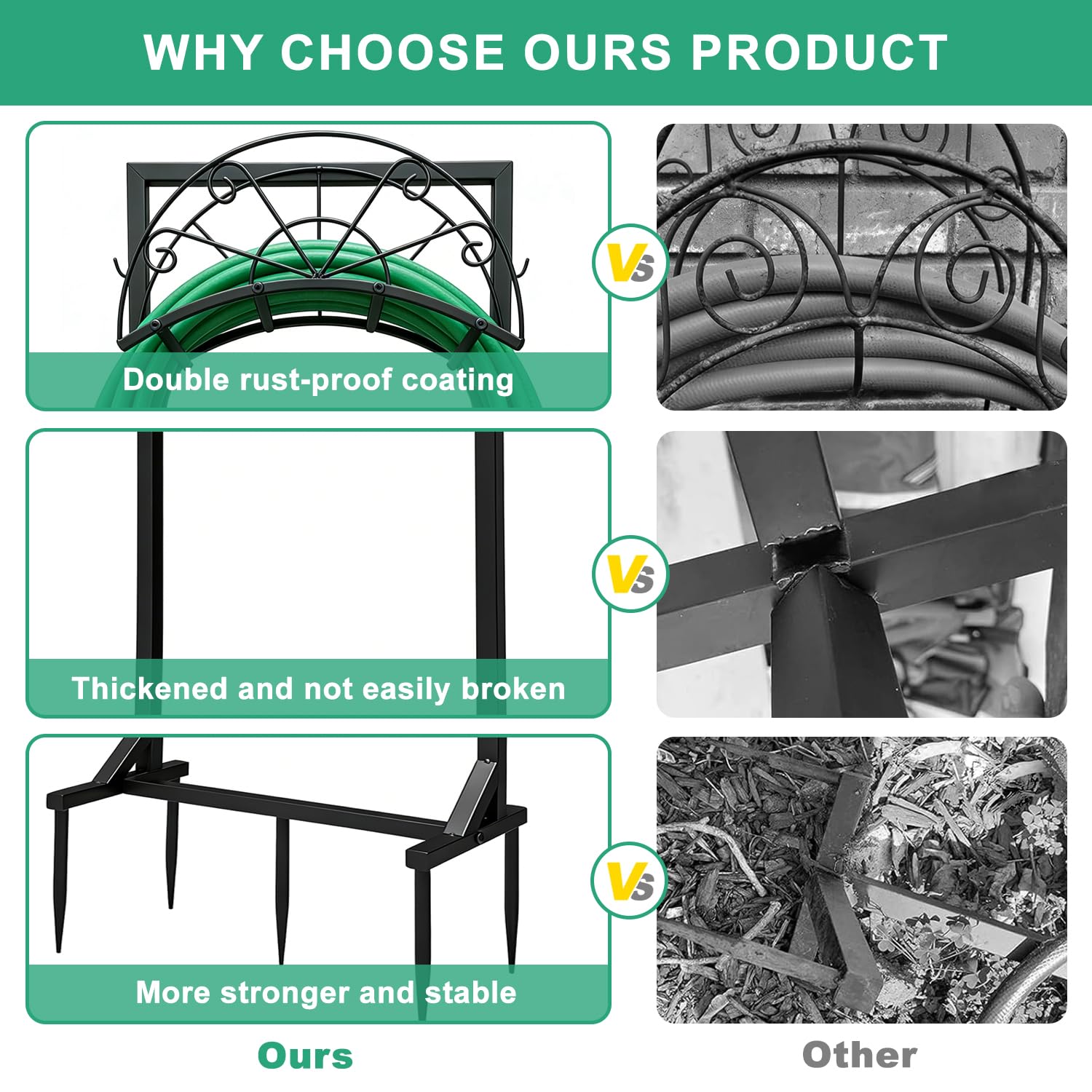 MOSIKEN detached parts of the hose rack showing easy disassembly and portability