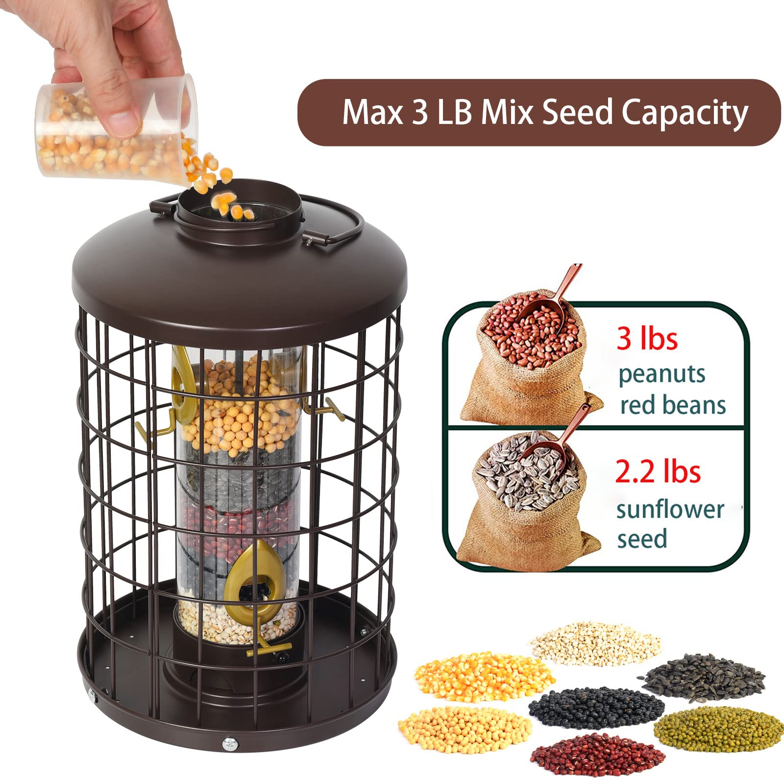 Mosloly dome lid detail shedding rain to protect seed from moisture and spoilage