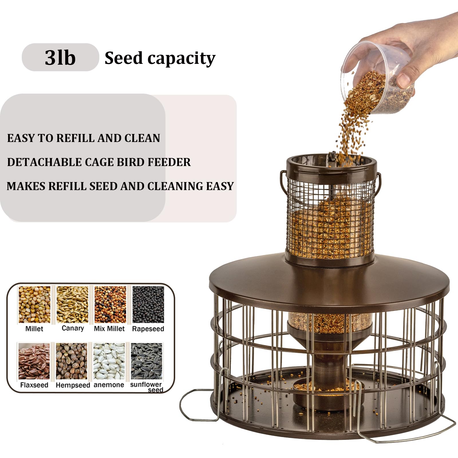 Mosloly aluminum perches and feeding ports detail offering secure landings