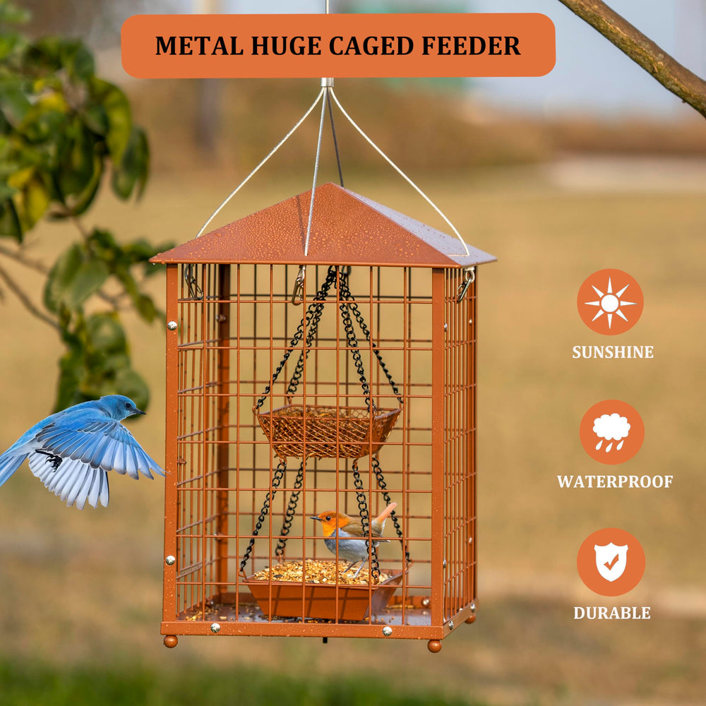 Mosloly roof and lid weatherproof design protecting seed from rain and benefit: dry food