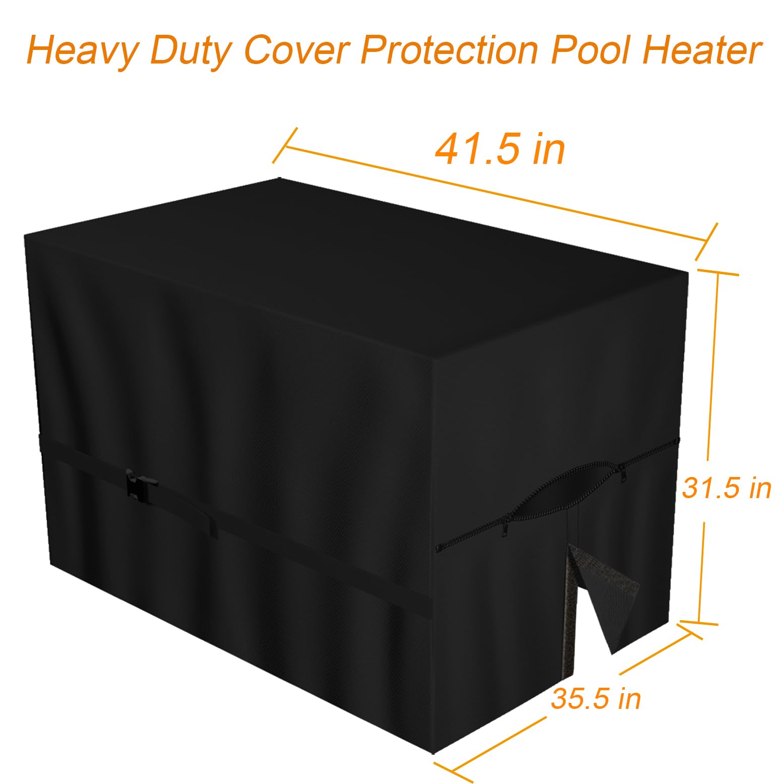 MOSPDE cover fitted over Hayward-style heater protecting it outdoors