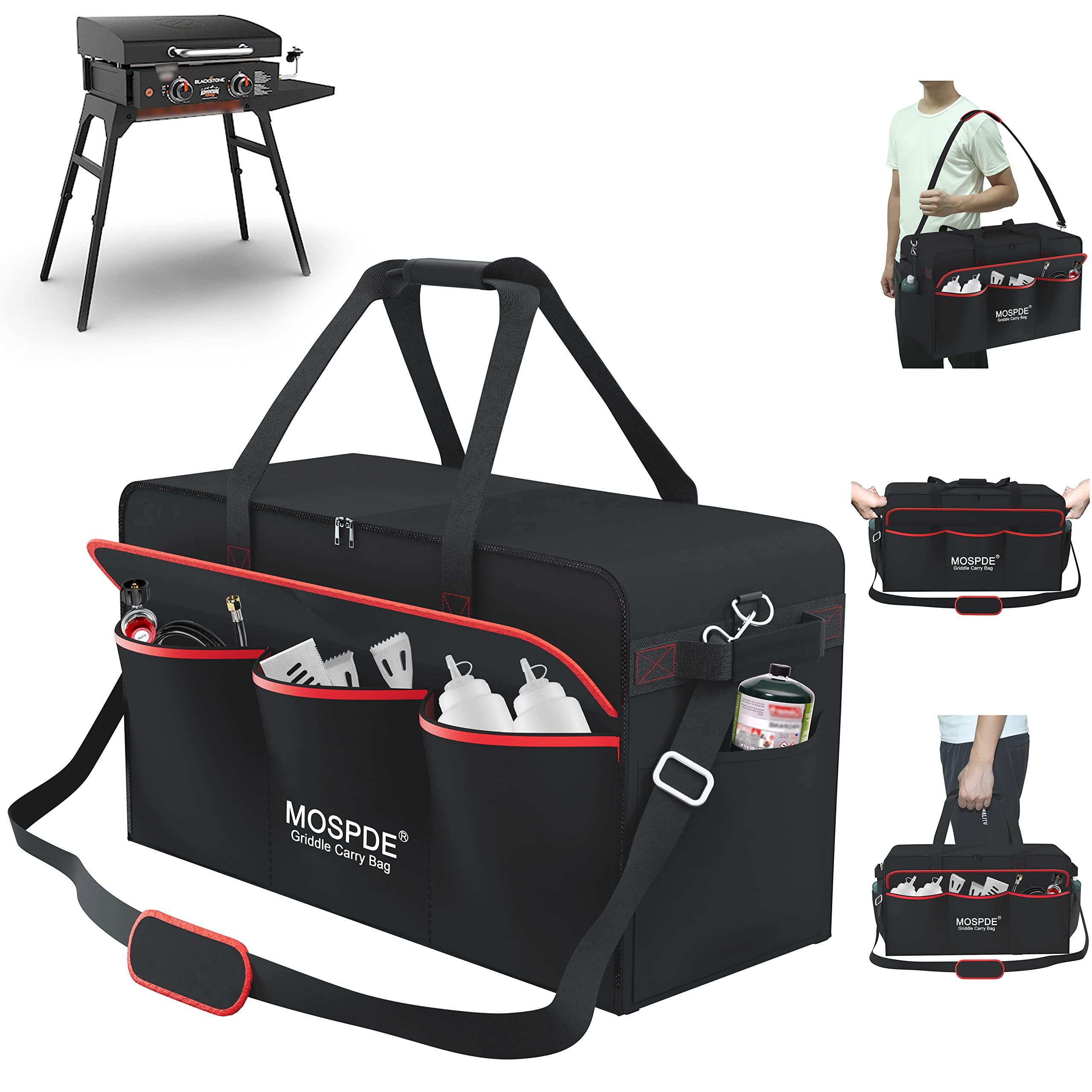 MOSPDE front view of bag showing fit and sturdy protection