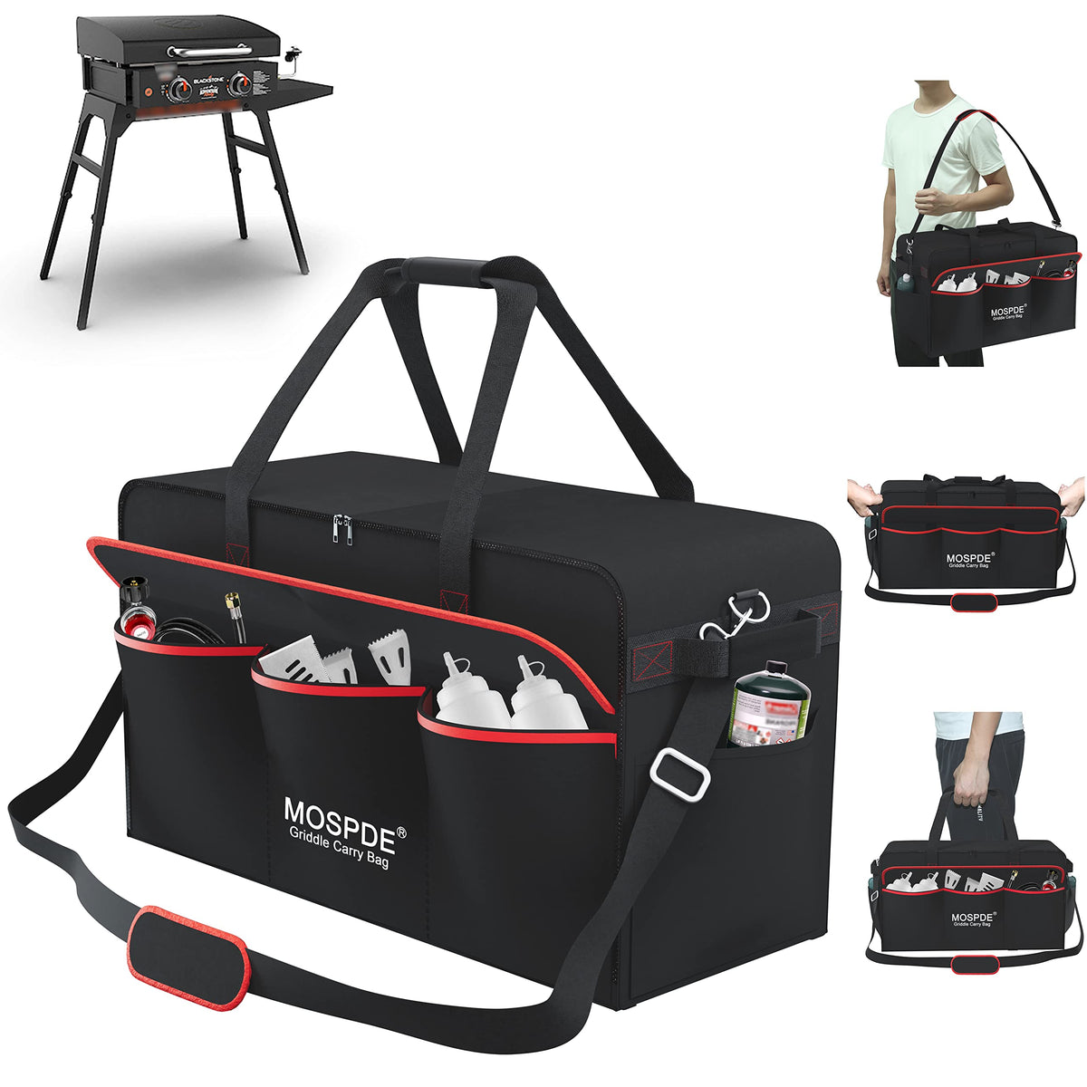MOSPDE front view of bag showing fit and sturdy protection