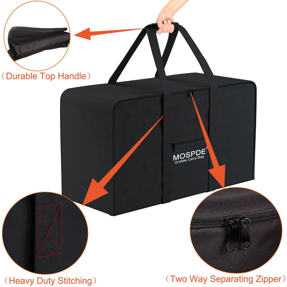 MOSPDE bag open with Cuisinart grill and accessories organized for travel