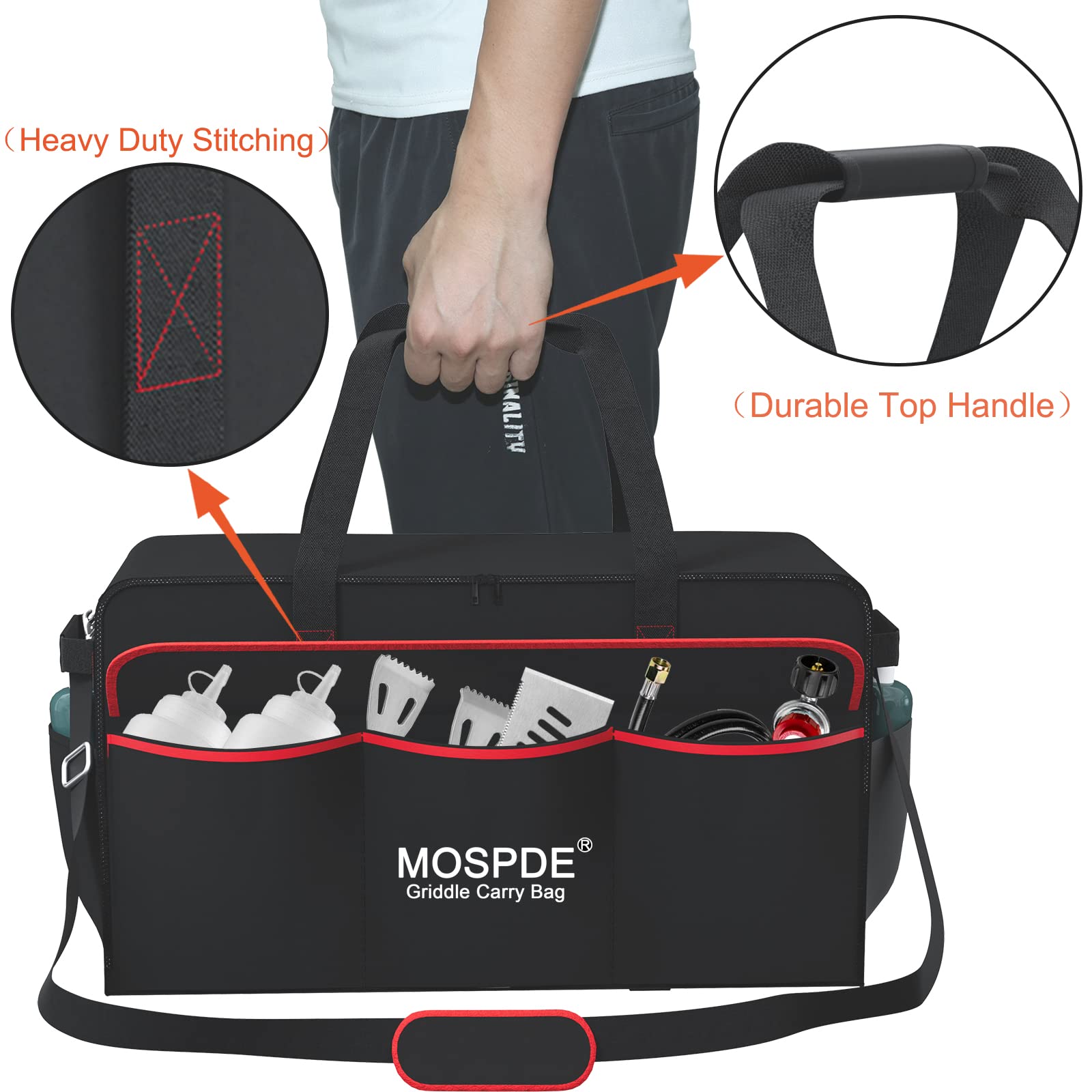 MOSPDE padded shoulder strap and handles for comfortable carrying