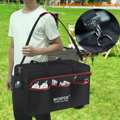 MOSPDE side pocket holding 1 lb propane cylinder for convenience