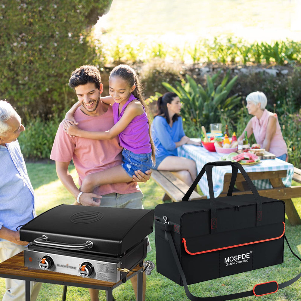 MOSPDE zippered lid pockets with griddle tools for easy access