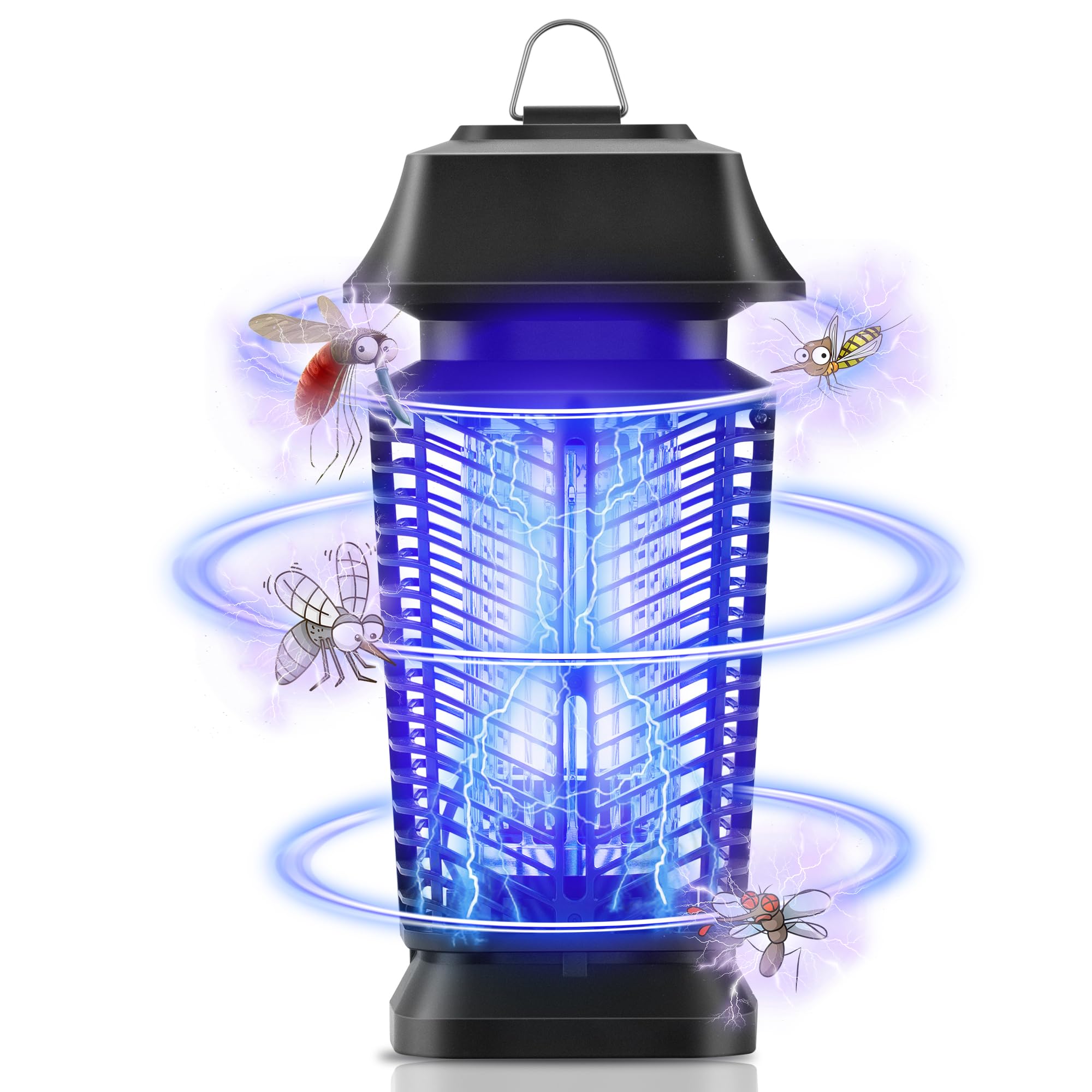 Mosqueda front view showing compact zapper and easy-to-clean design benefit