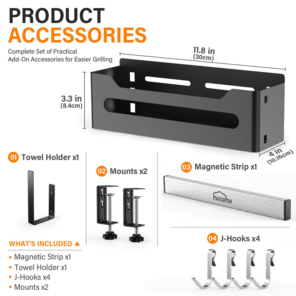 mossime magnetic strip close-up holding metal spatulas securely