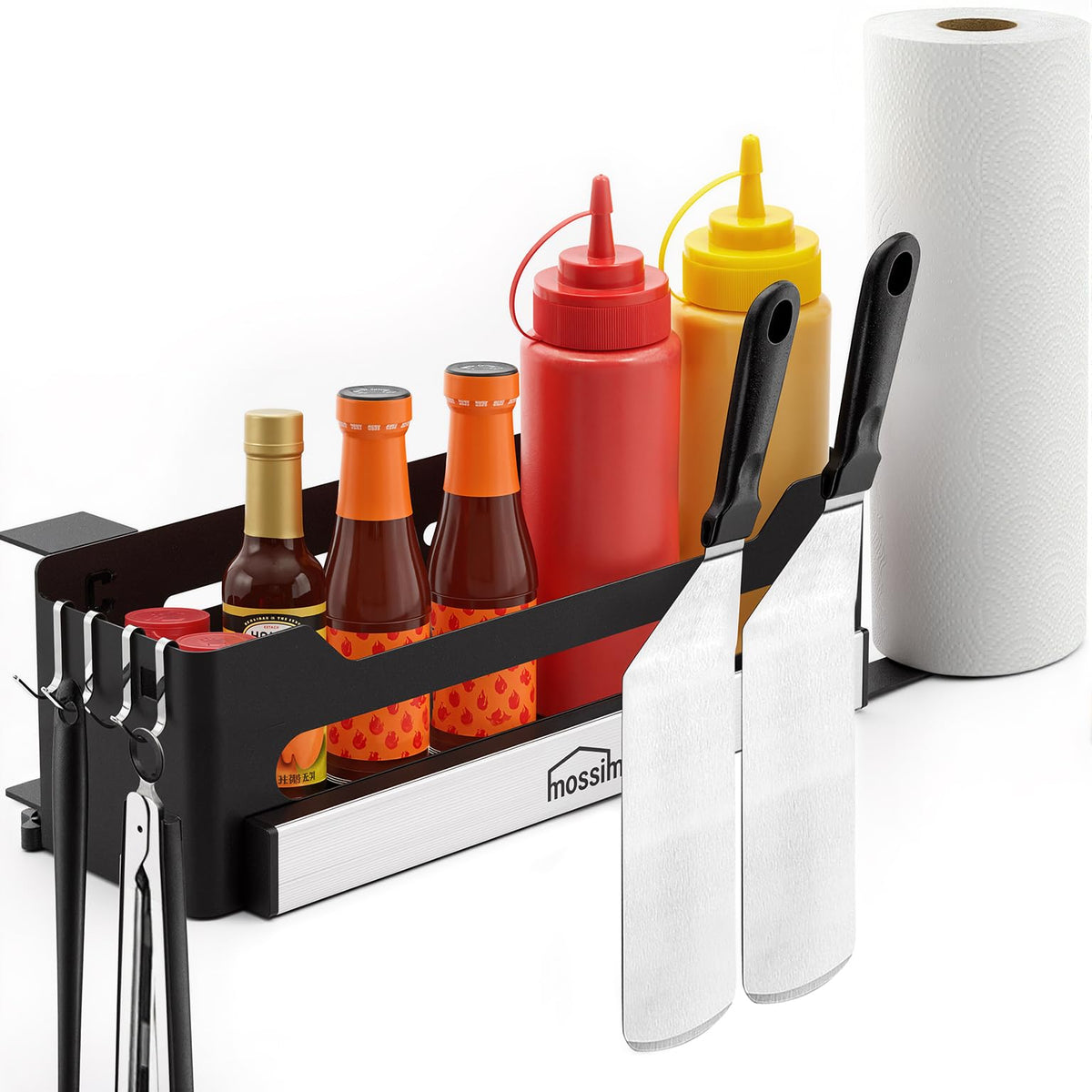 mossime front-mounted caddy on Blackstone keeping tools organized