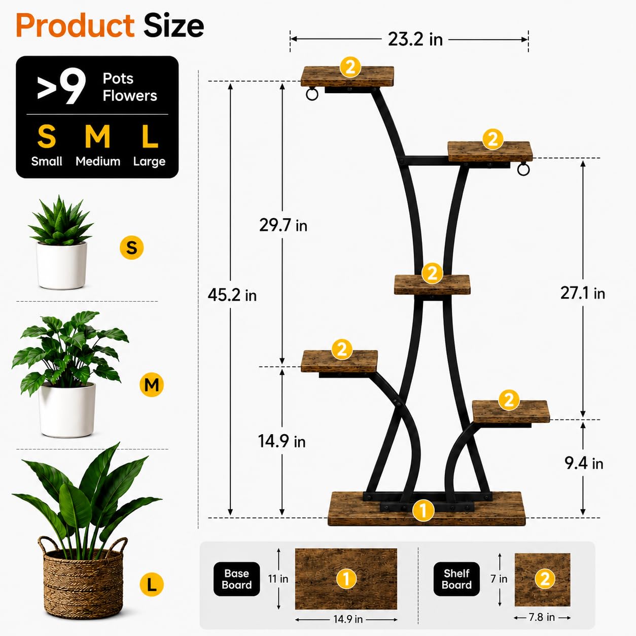 MOSTWOGO plant stand in living room with plants enhancing decor and natural feel