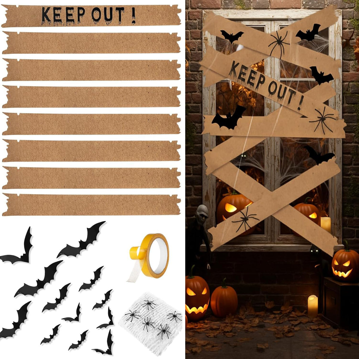 MotiMind kit front packaging showing full haunted door set and quick setup benefit