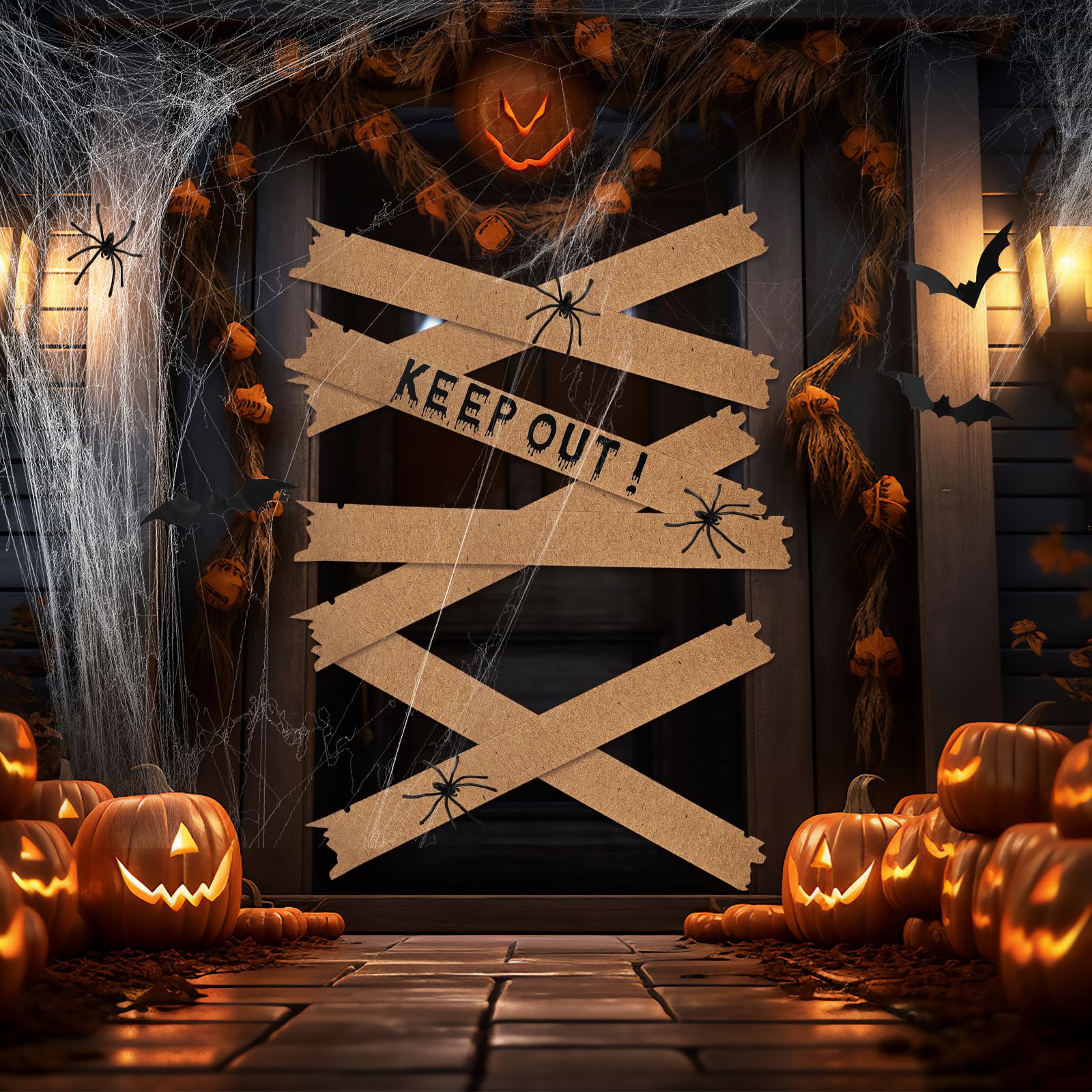 MotiMind haunted door installed at night demonstrating curb appeal and instant impact benefit