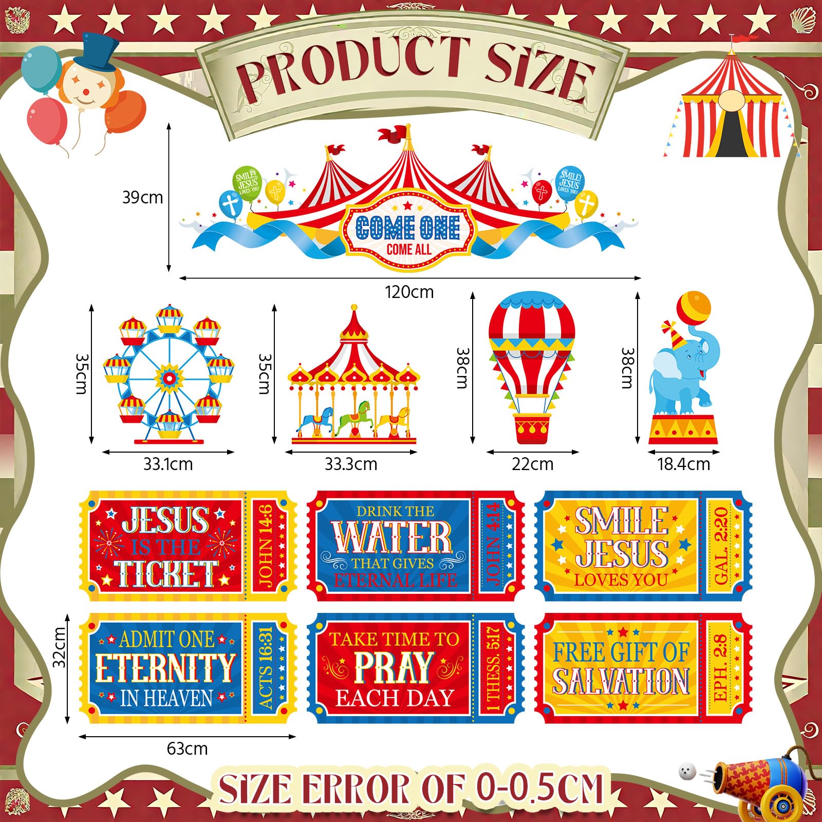 MotiMind ticket cutouts closeup with readable faith messages that attract families