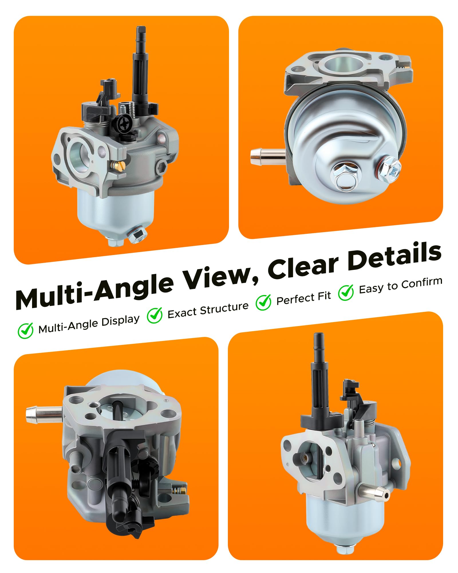 MOTOALL carburetor kit components displayed for convenience and complete replacement