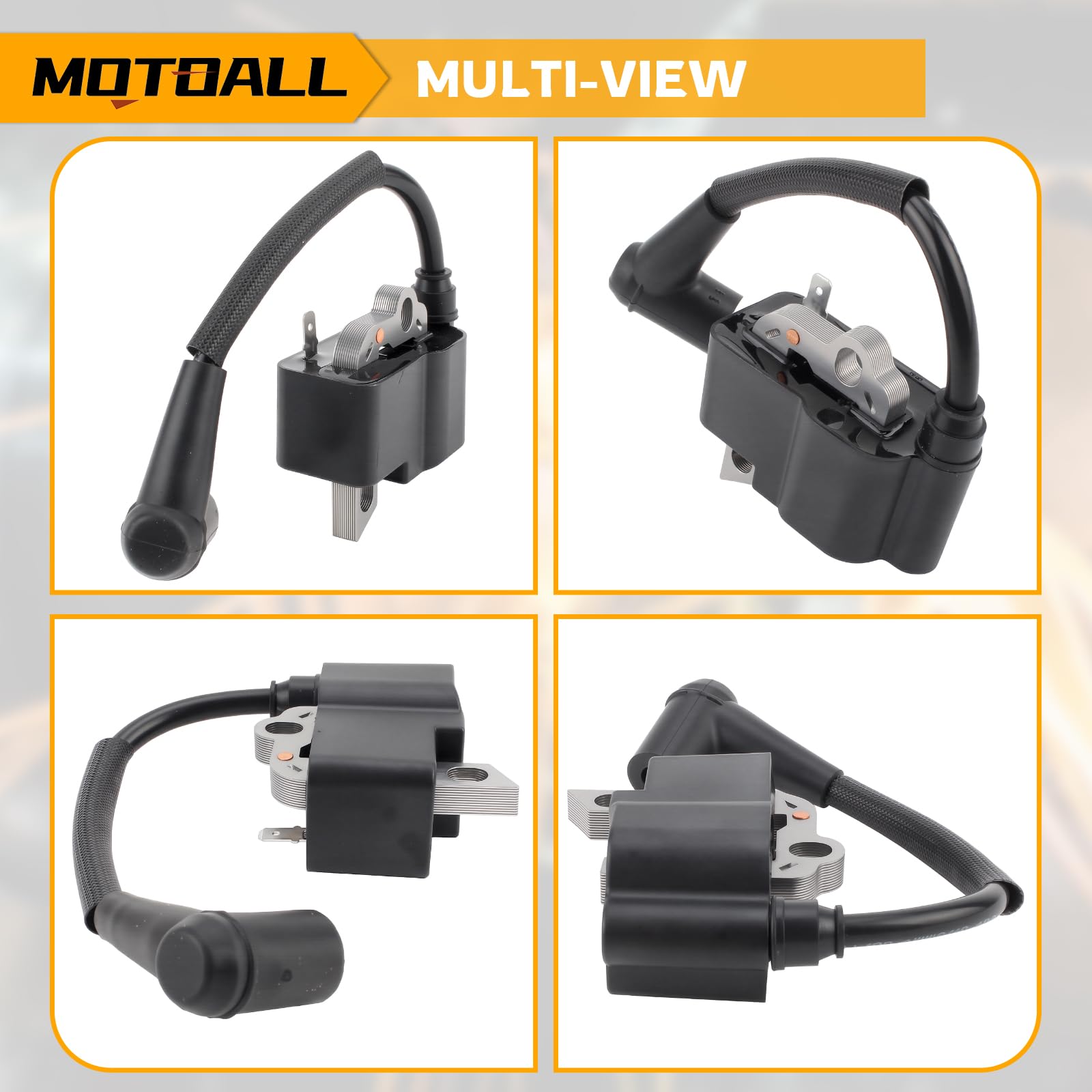 MOTOALL ignition coil mounted on Stihl trimmer proving direct-fit replacement
