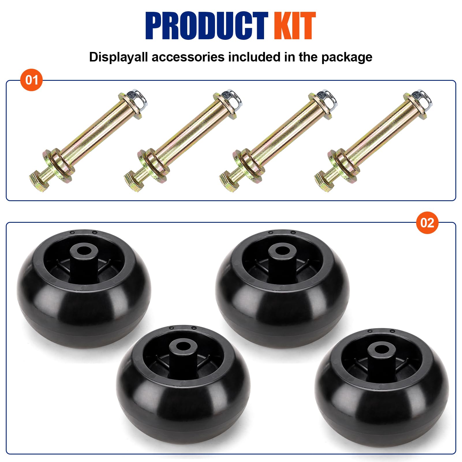 Motofoal four-wheel kit laid out showing complete set for consistent deck support