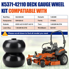 Motofoal wheel installed on mower deck demonstrating better deck protection and reduced scalping