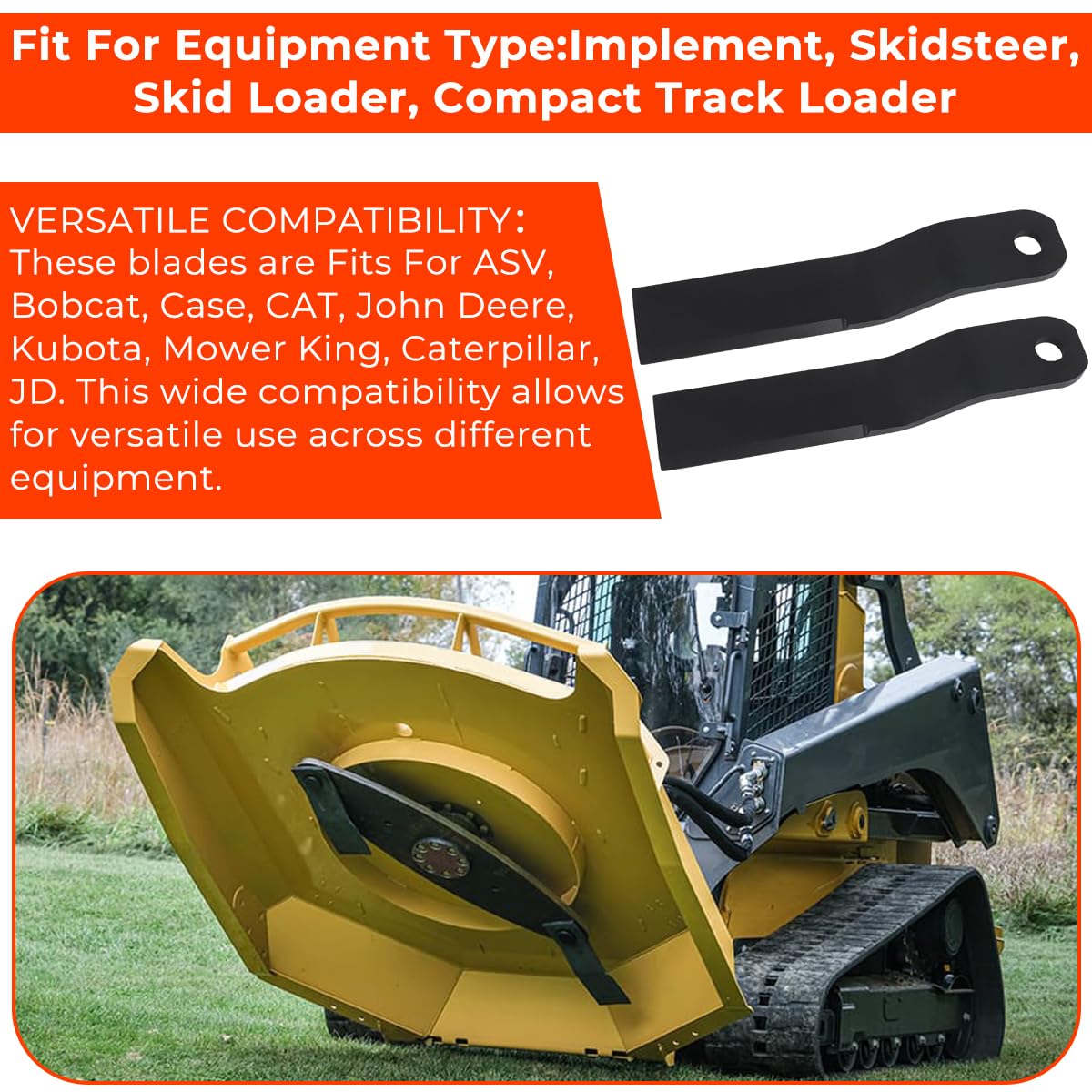 MOTOQUEEN blade mounted on skid steer cutting dense brush showing efficient clearing benefit