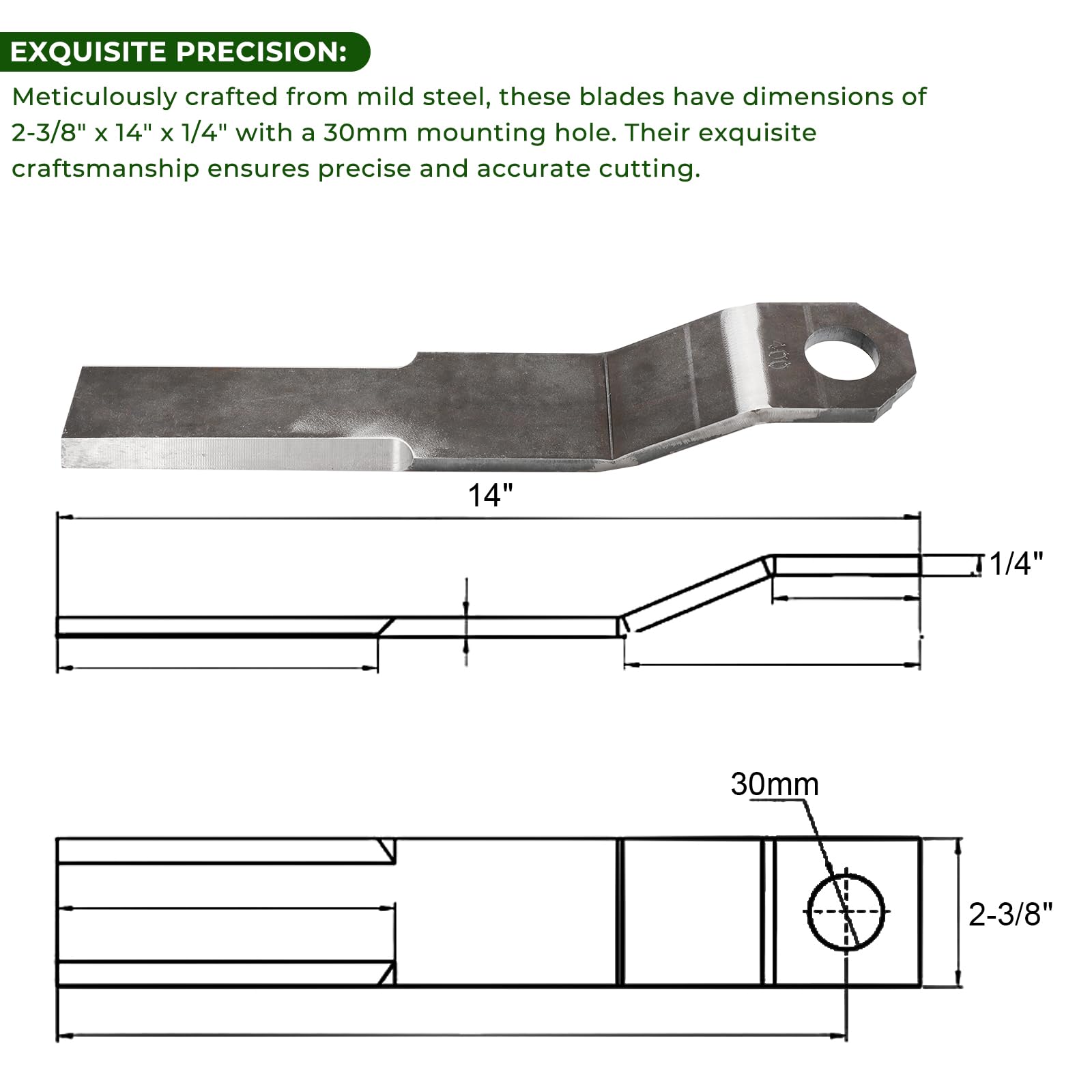 MOTOQUEEN blade beside ruler demonstrating accurate OEM-size replacement